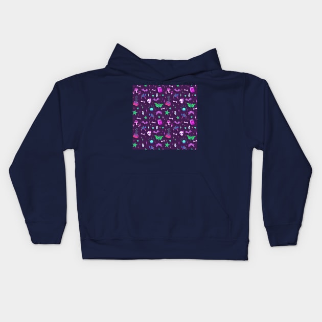 Spooky Cute Halloween Pattern Kids Hoodie by Ellador